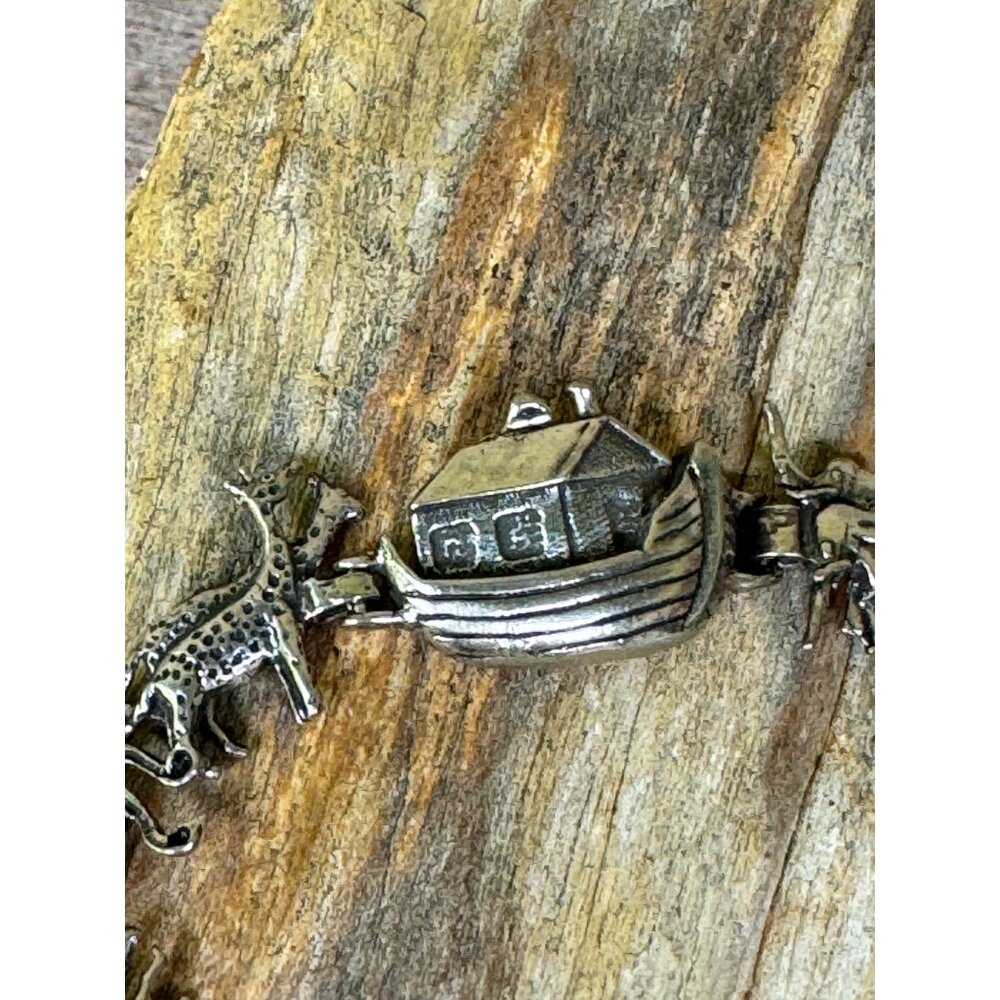 Vintage GSJ Sterling Silver Noahs Ark Animal Bracelet Giraffe Elephant - Picture 2 of 5